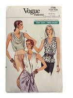 Vogue 7756 vintage 1990s top sewing pattern. Bust 30.5, 32.5, 32.5 inches