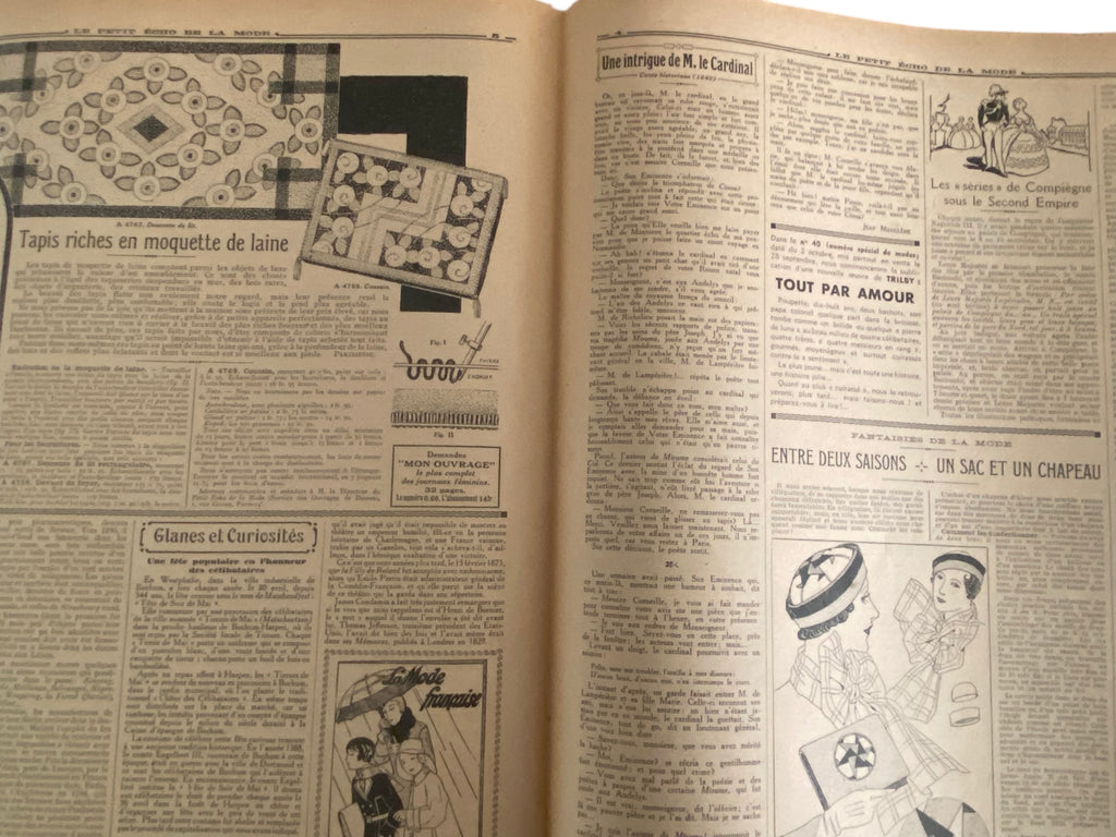 Le Petit Echo de la Mode 18 September 1932 French women’s magazine with many fashion illustrations