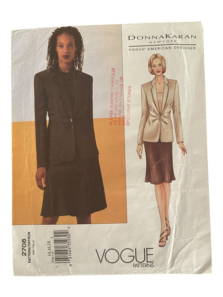 Vogue 2798 vintage 2000s Donna Karan New York DKNY jacket and skirt sewing pattern. Bust 36, 38, 40 inches