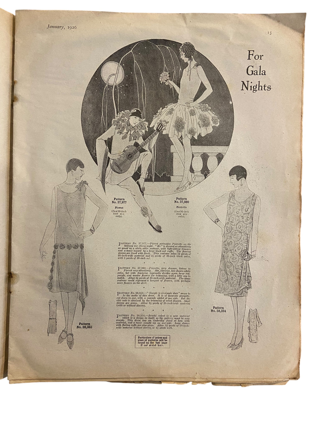 Fashions for All magazine February 1925 with two dress sewing patterns, unused. Bust 36 inches.
