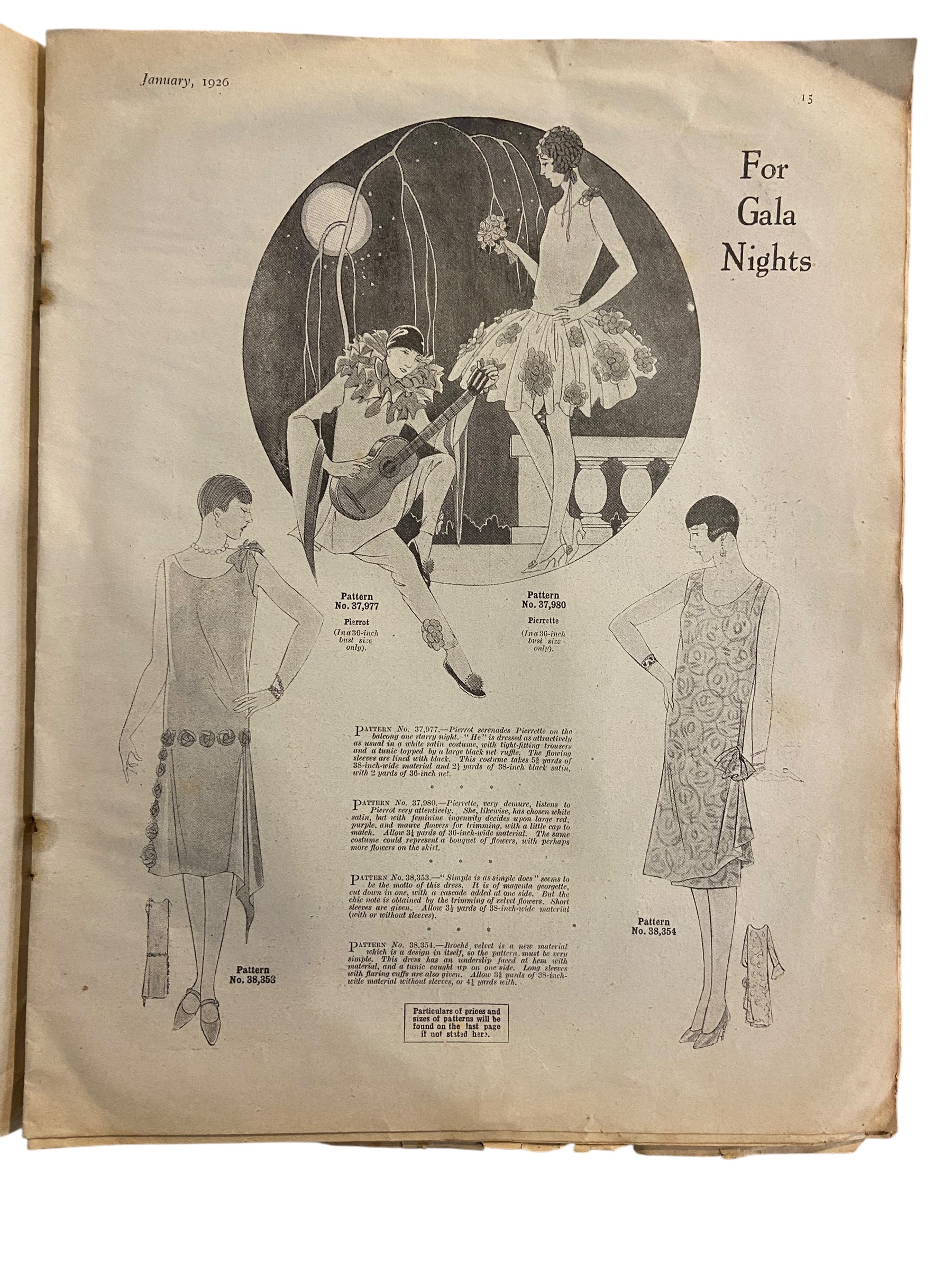 Fashions for All magazine February 1925 with two dress sewing patterns, unused. Bust 36 inches.