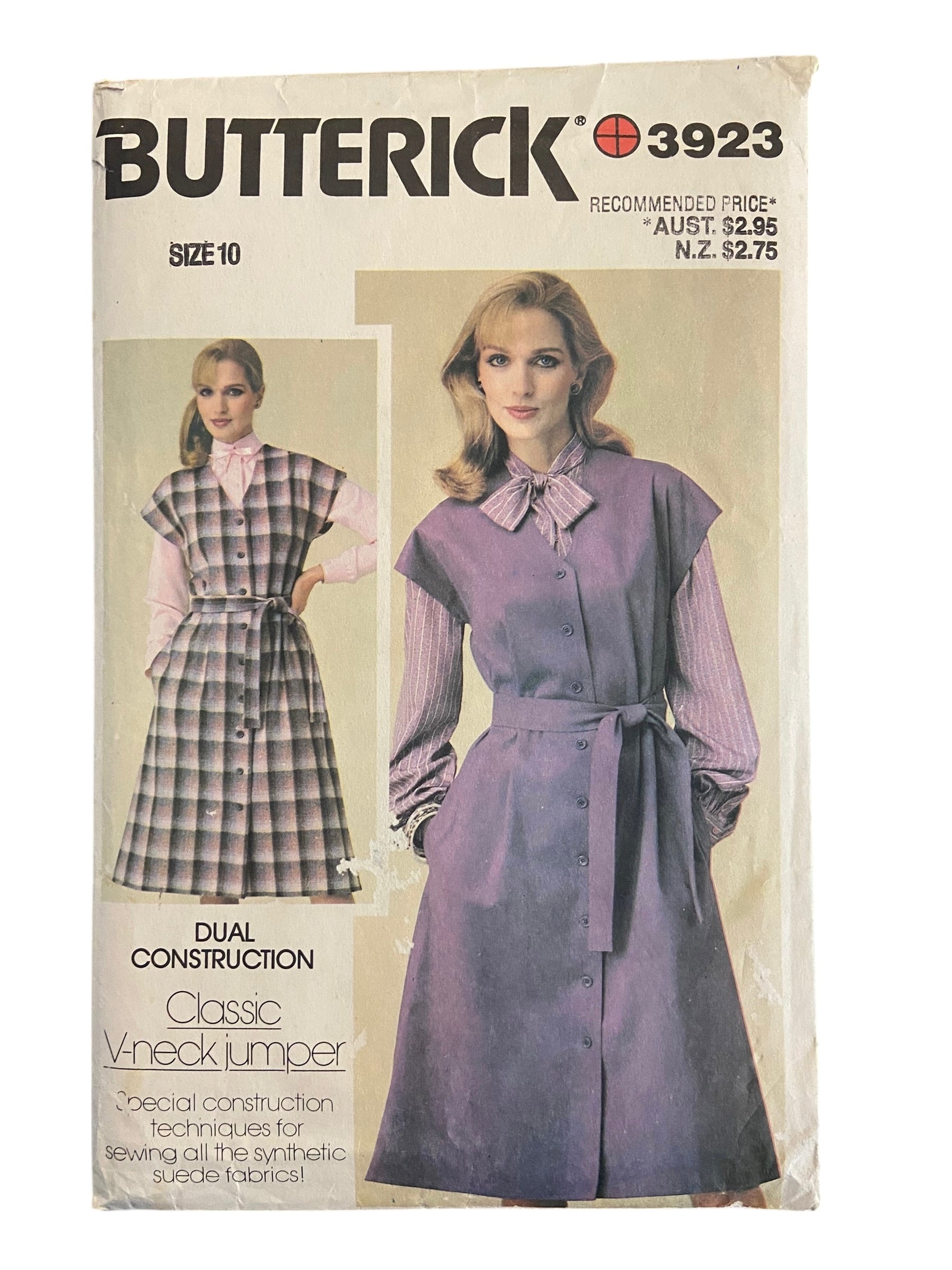 Butterick 3923 vintage 1970s jumper pinafore sewing pattern. Bust 32.5 inches