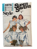 Style 3574 vintage 1980s blouse sewing pattern. Bust 32.5, 34, 36, 38 inches