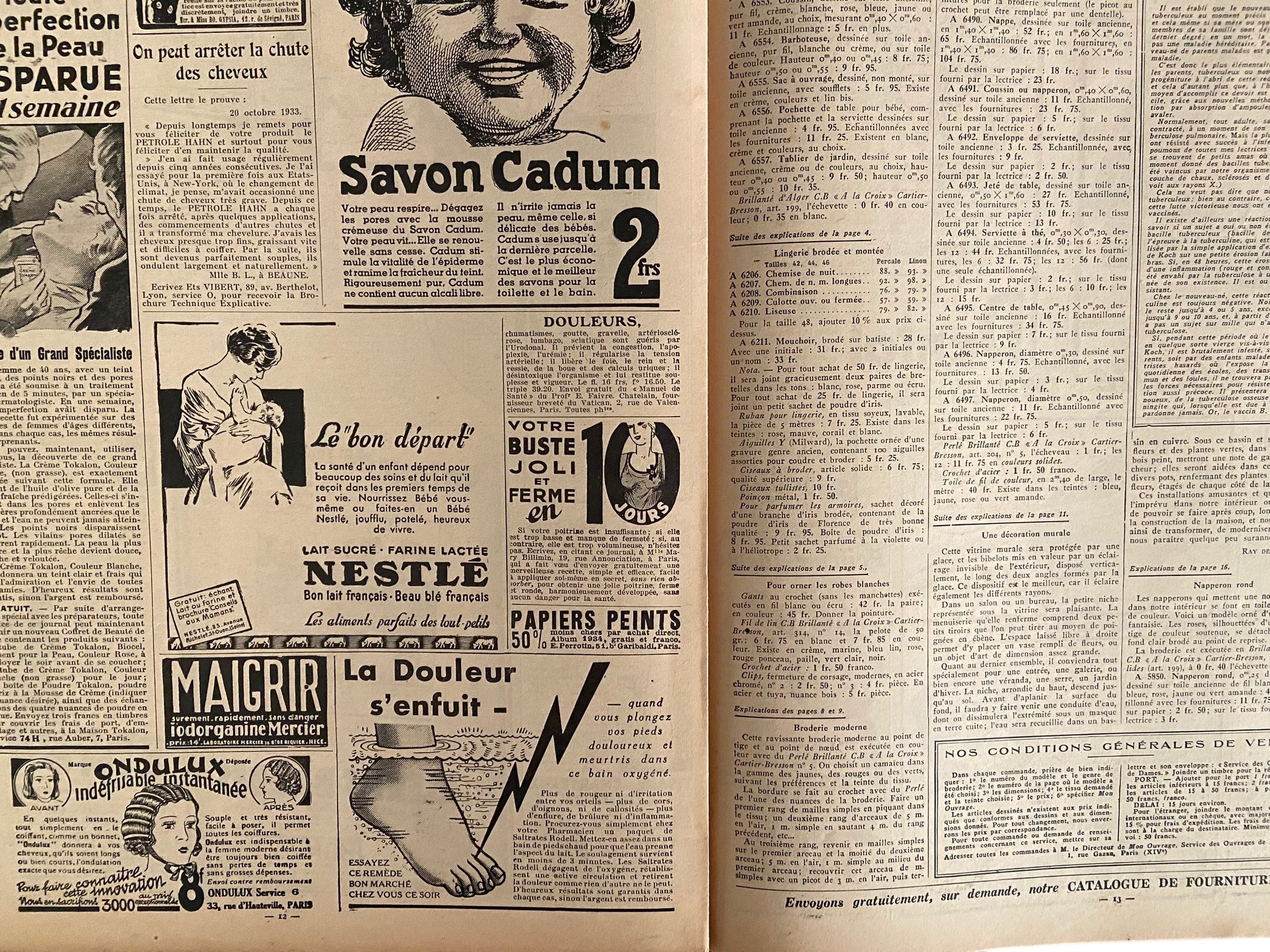Mon Ouvrage 1 Juliet 1934 includes knitting pattern for the top on the front cover