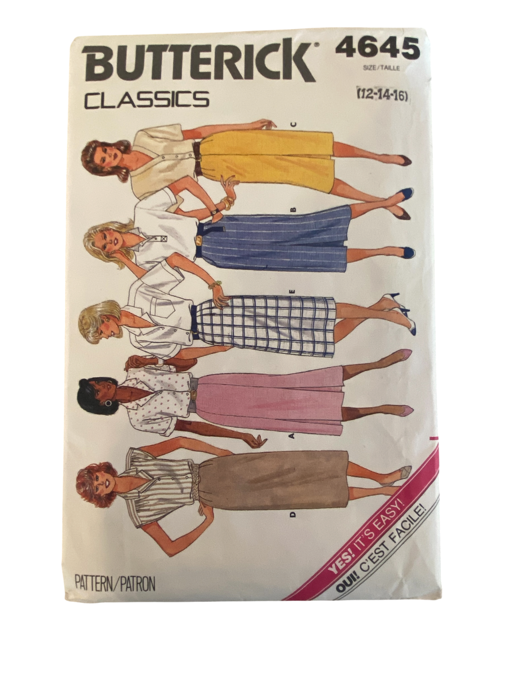 Butterick 4645 vintage 1980s skirts sewing pattern. Waist 26.5, 28, 30 inches