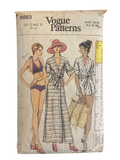 Vogue 8883 vintage 1970s swimsuit and cover-up sewing pattern. Bust 34 inches