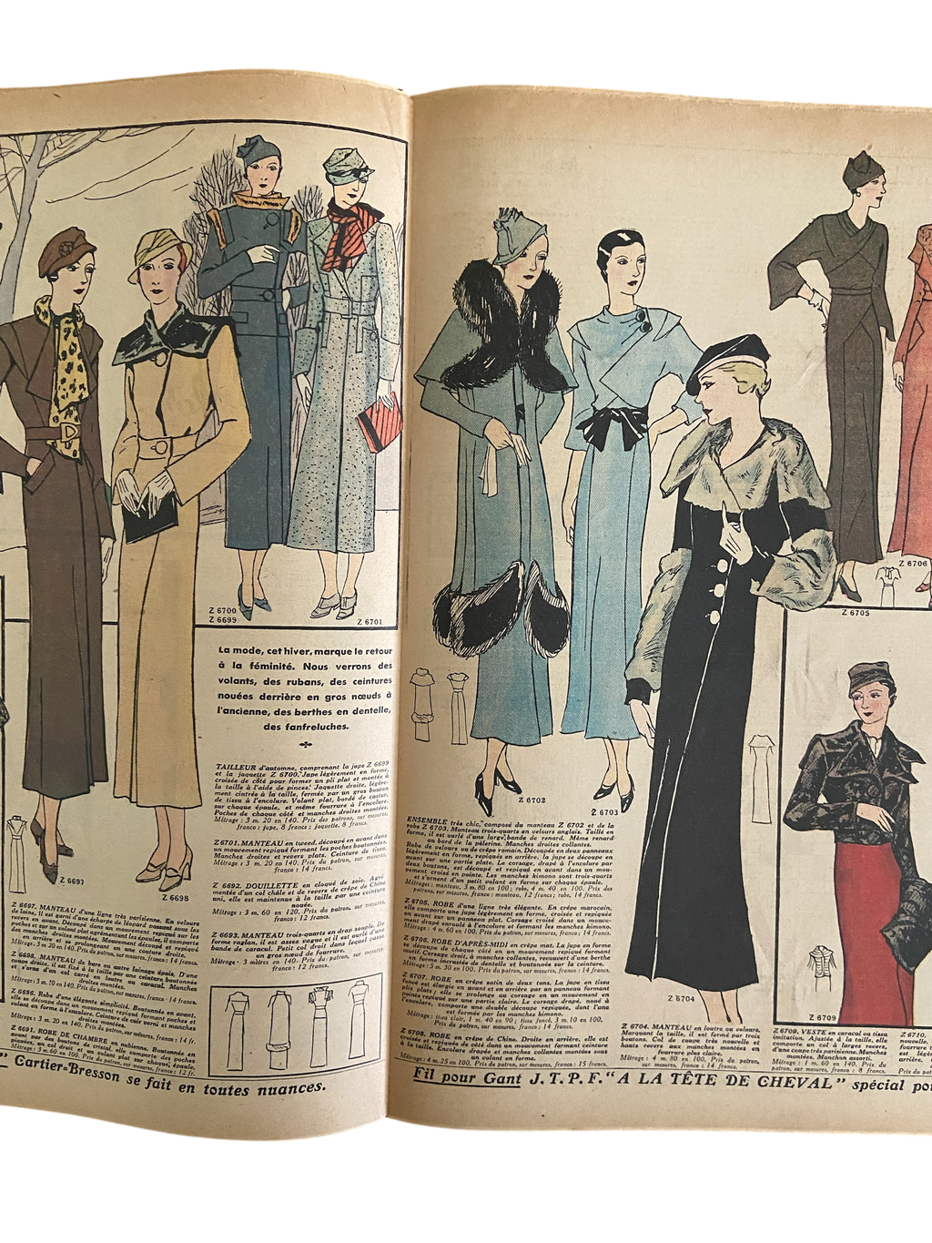 Mon Ouvrage 1 Octobre 1930 vintage French craft magazine with knitting pattern for the fluffy house jacket on the cover