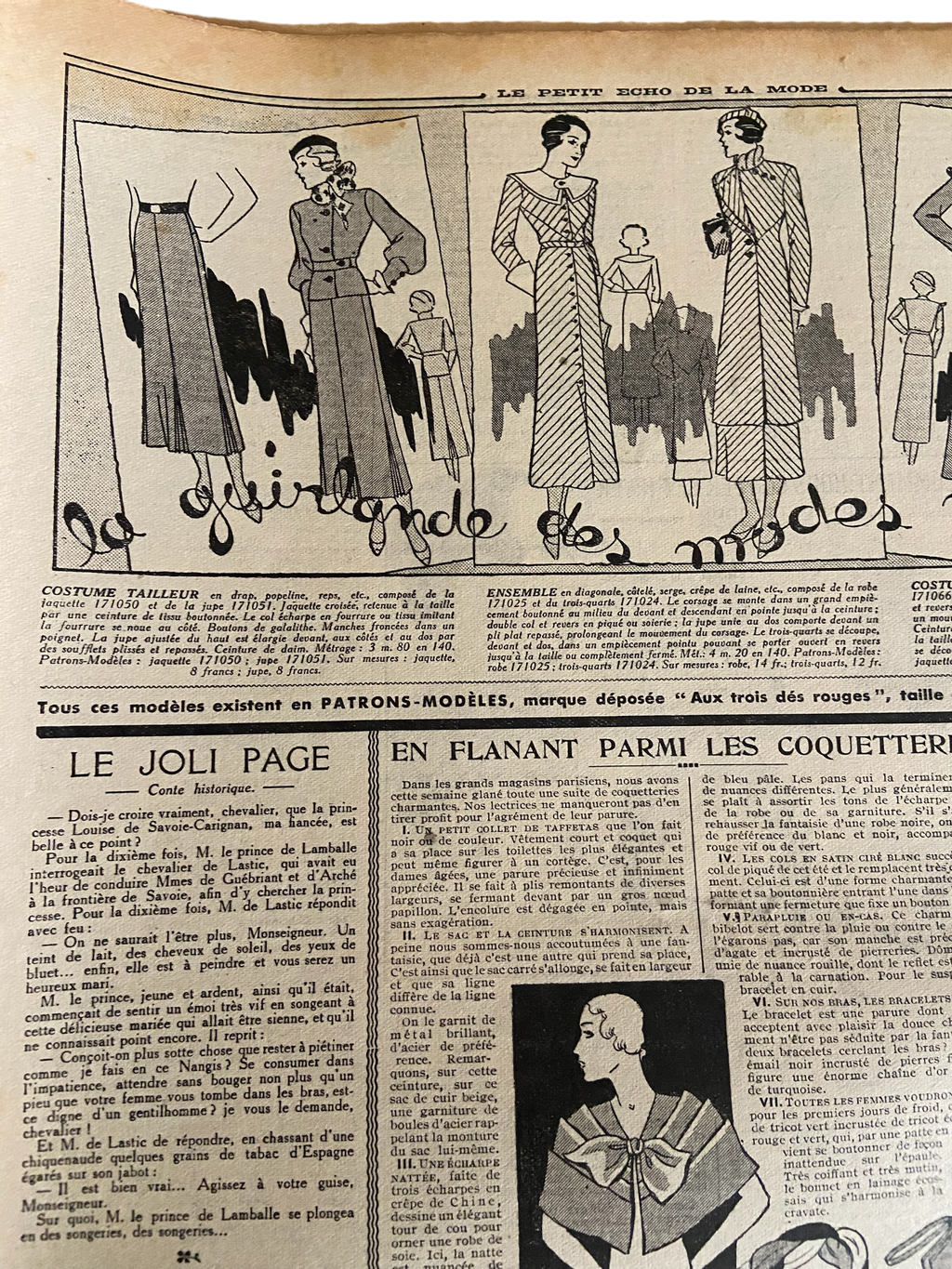 Le Petit Echo de la Mode 1 Octobre 1933 French women’s magazine with many fashion illustrations