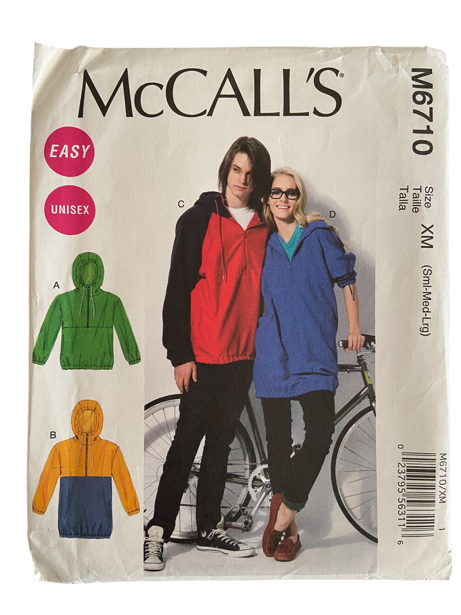 McCall's M6710 misses/men’s lined jacket sewing pattern from 2013. Bust/chest 34, 36, 38, 40, 42, 44 inches