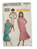 Butterick 6697 vintage 1980s evening dress sewing pattern Bust 34, 36, 38 inches