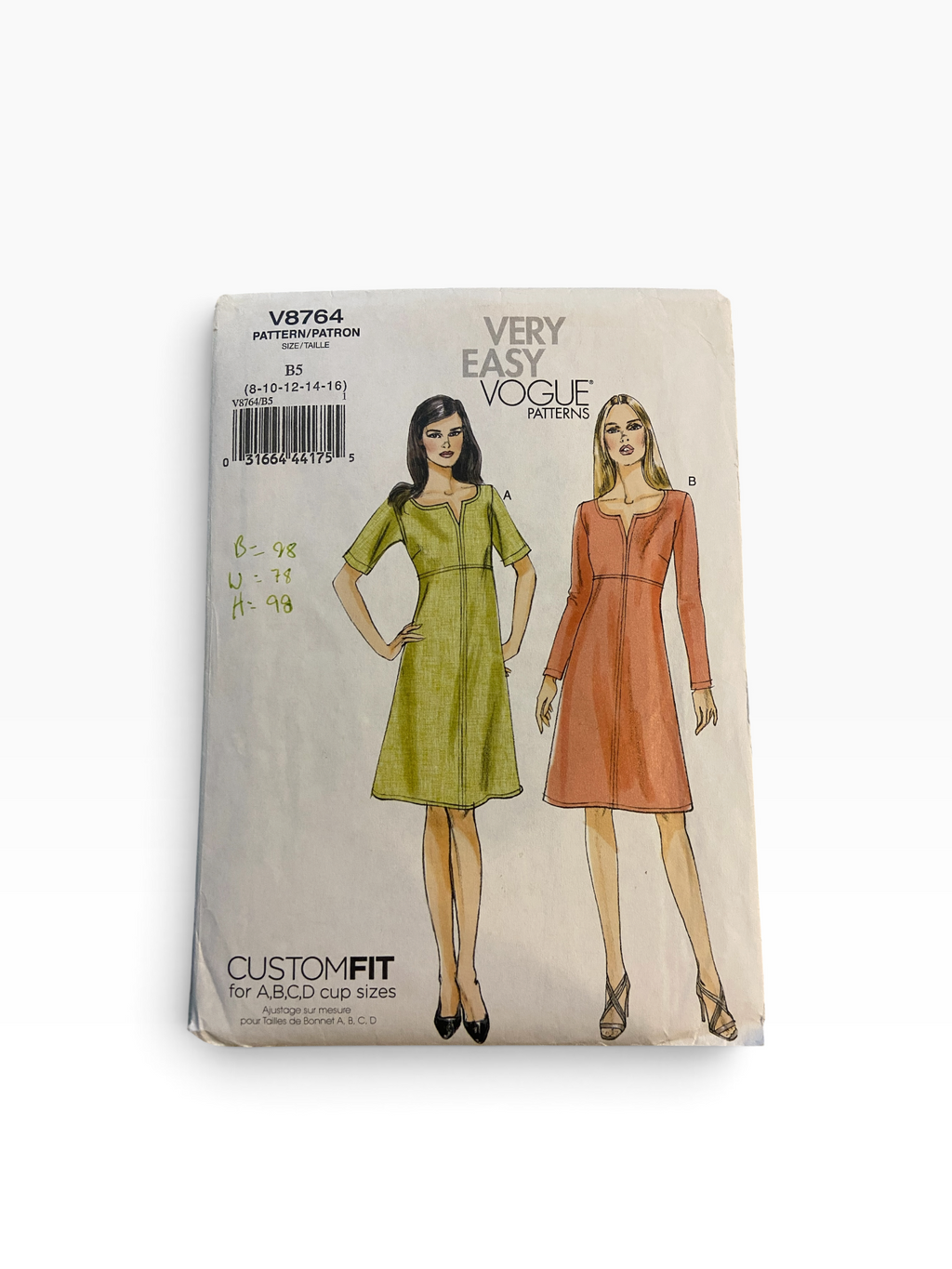 Vogue v8764 vintage 2000s dress sewing pattern. Bust 31.5, 32.5, 34, 36 inches
