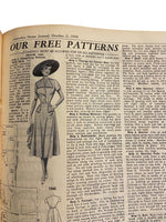 Australian home journal October 2nd 1950 with three sewing pattern, unused, factory folded. Two dresses and night dress. Bust 34 inches.