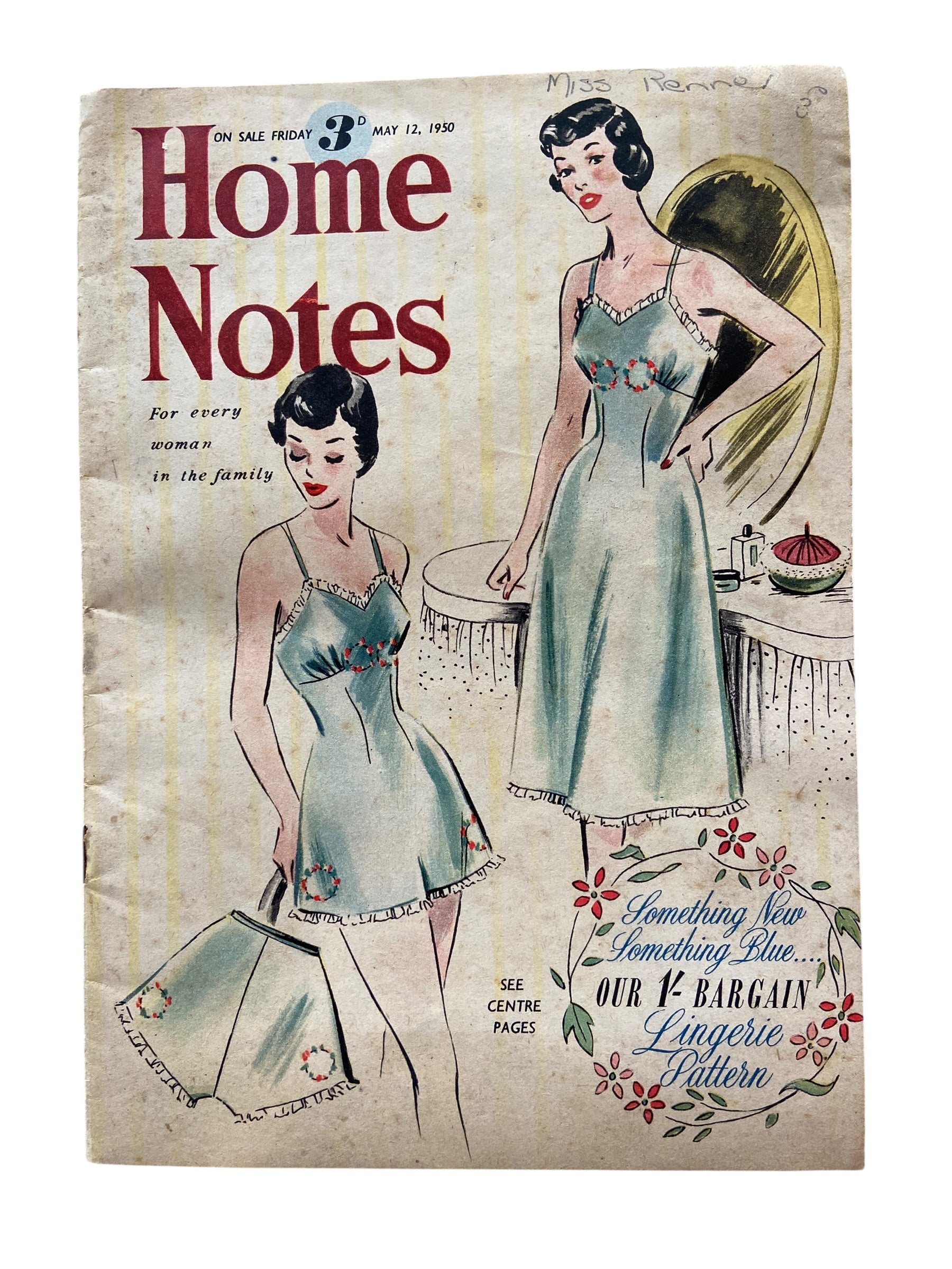 Home Notes magazine May 12 1950 with knitting and craft pattern.