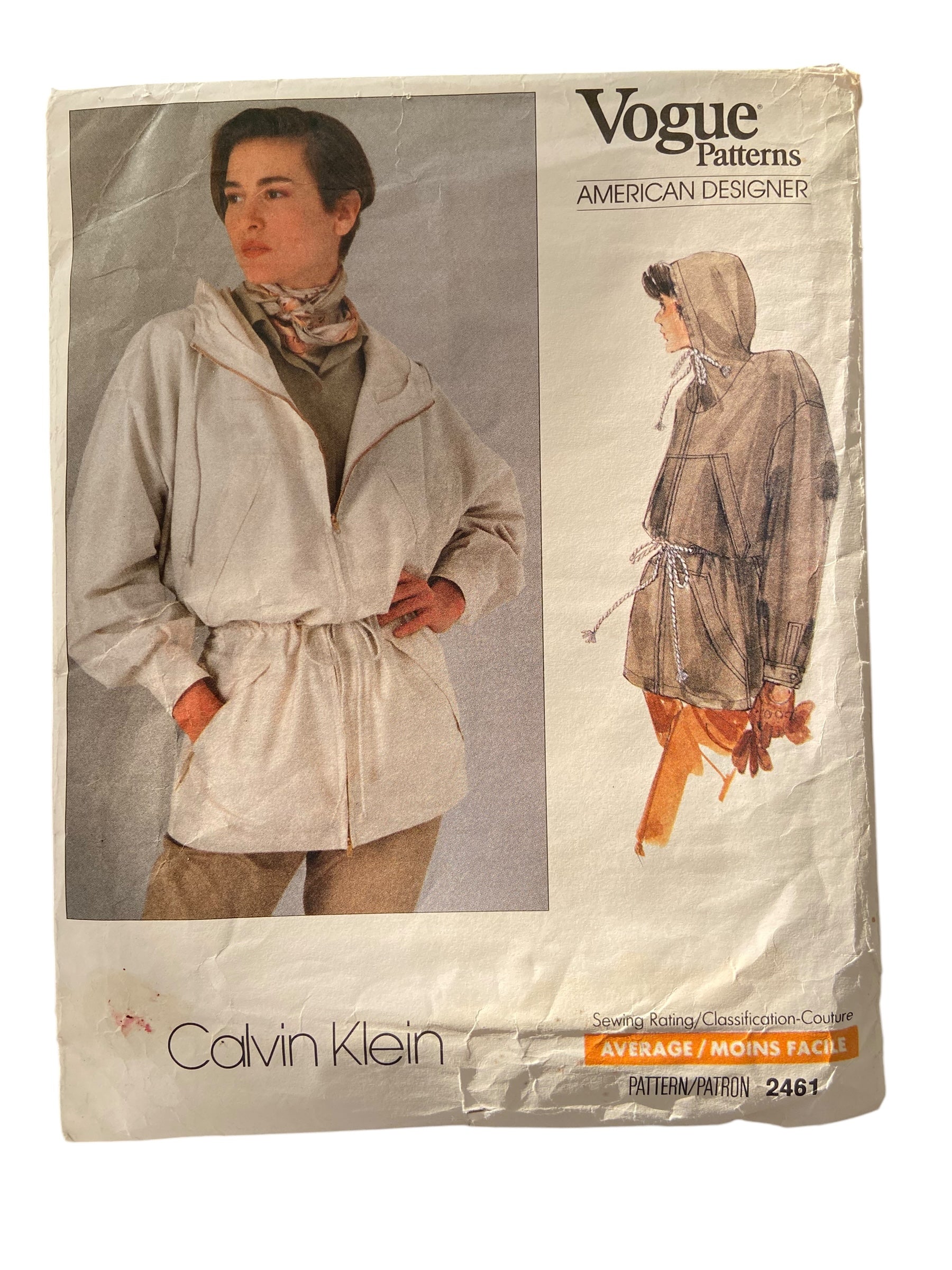 Vogue 2461 Vogue American Designer Calvin Klein 1990s jacket sewing pattern Bust 31.5, 32.5, 34 inches