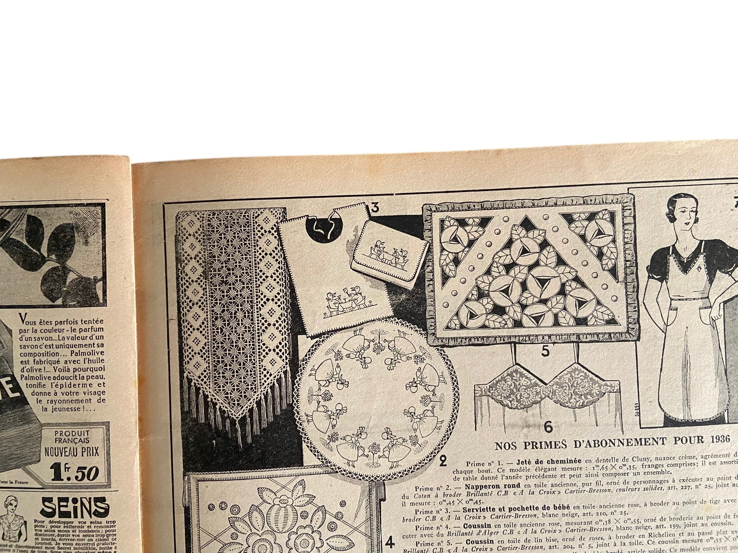 Mon Ouvrage 15 Octobre 1935 includes knitting pattern for the suit on the front cover