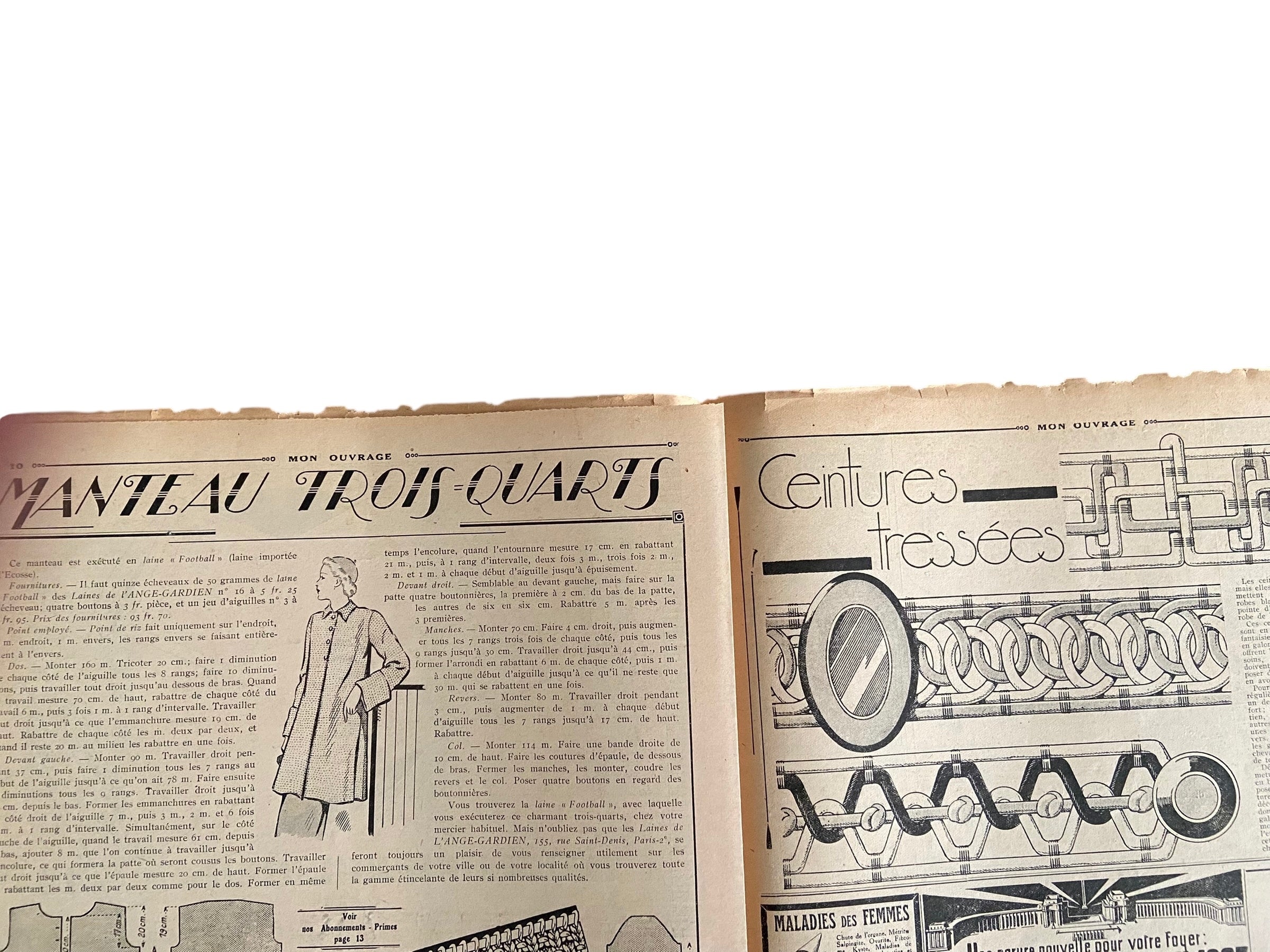 Mon Ouvrage 15 Juliet 1937 includes  crochet pattern for the blouse on the front cover