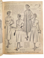 Australian home journal December 1st 1952 with three sewing pattern, unused, factory folded. Two dresses and child’s sunsuit. Bust 34 inches.