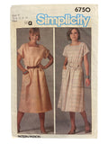 Simplicity 6750 vintage 1980s dress pattern. Bust 32.5, 34, 36 inches