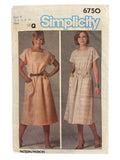 Simplicity 6750 vintage 1980s dress pattern. Bust 32.5, 34, 36 inches