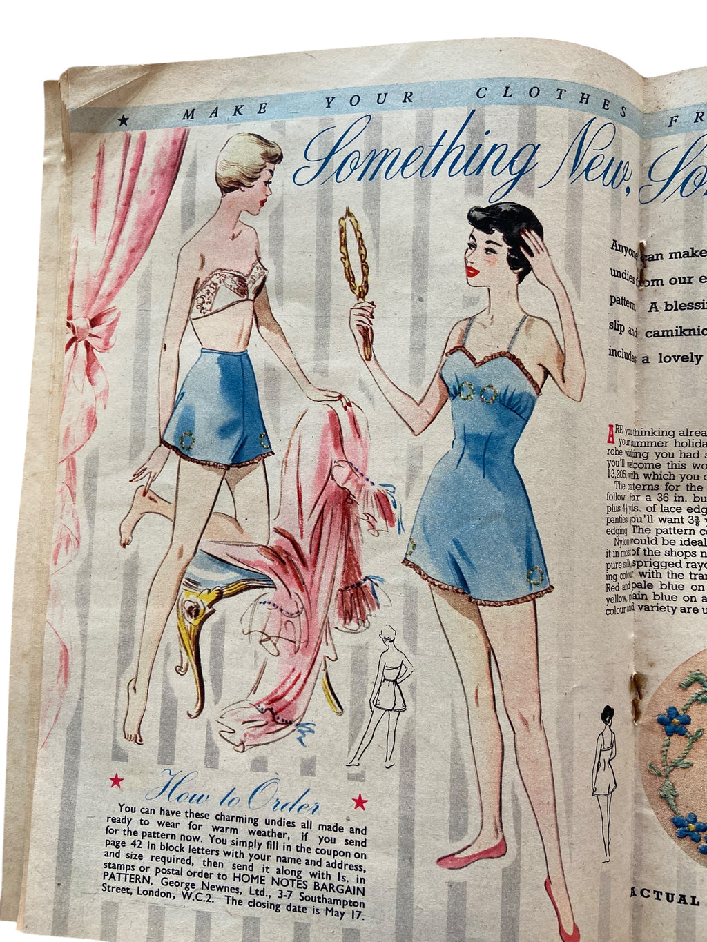 Home Notes magazine May 12 1950 with knitting and craft pattern.