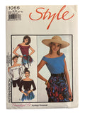 Style 1066 vintage 1980s tops sewing pattern. Bust 31.5, 32.5, 34, 36 inches