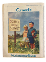 Australian home journal September 2nd 1946 with three sewing patterns, unused, factory folded, two women’s dresses (36 inch bust) and child’s frock age 8 years