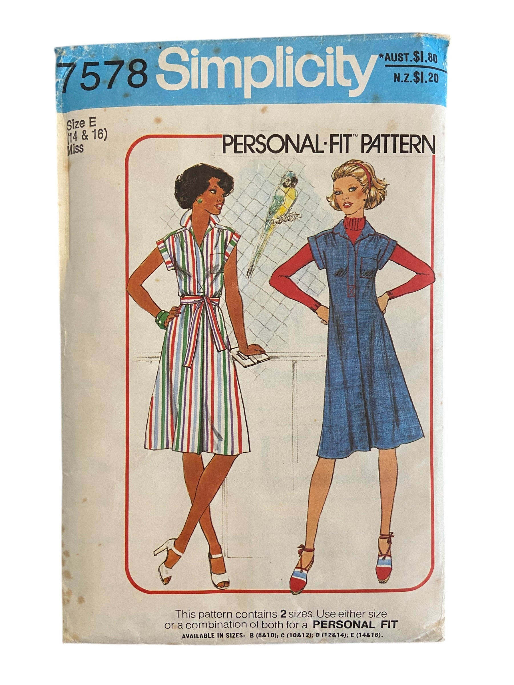Simplicity 7578 vintage 1970s dress or jumper sewing pattern Bust 36 and 38 inches