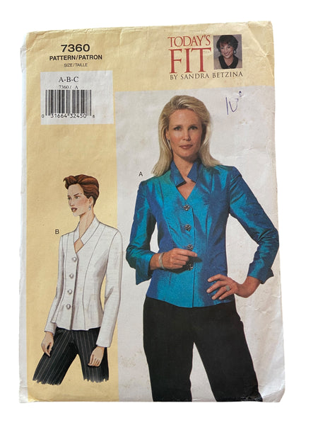 Vogue 7360 vintage 2000s blouse sewing pattern. Bust 32, 34, 36 inches