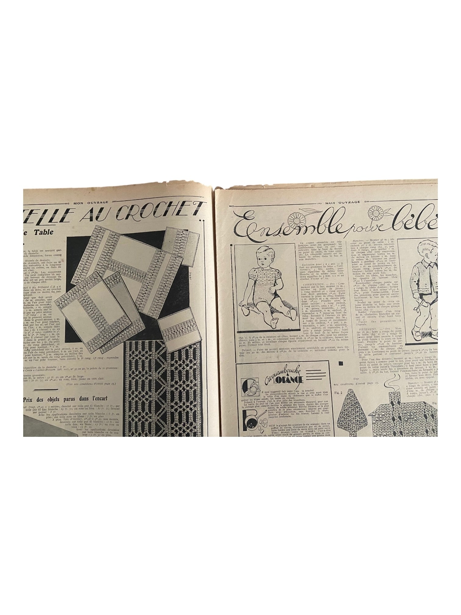 Mon Ouvrage 1 Mars 1938 vintage French craft magazine with knitting pattern for the jacket on the cover