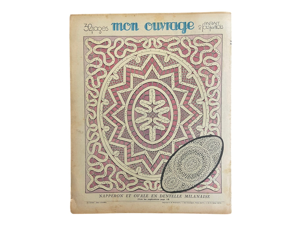 Mon Ouvrage 15 Fevrier 1937 vintage French craft magazine with knitting pattern for the elegant jacket on the cover