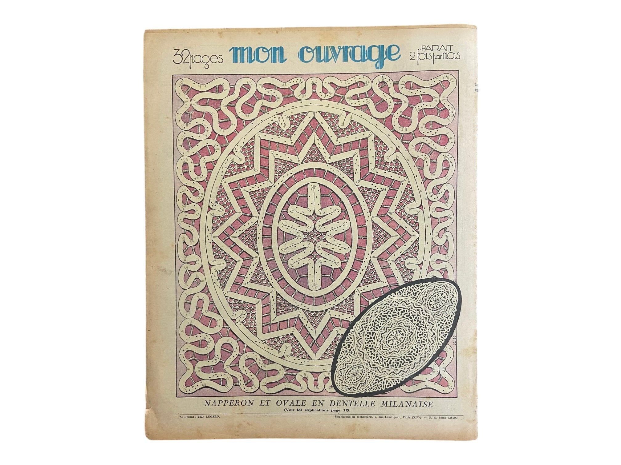 Mon Ouvrage 15 Fevrier 1937 vintage French craft magazine with knitting pattern for the elegant jacket on the cover