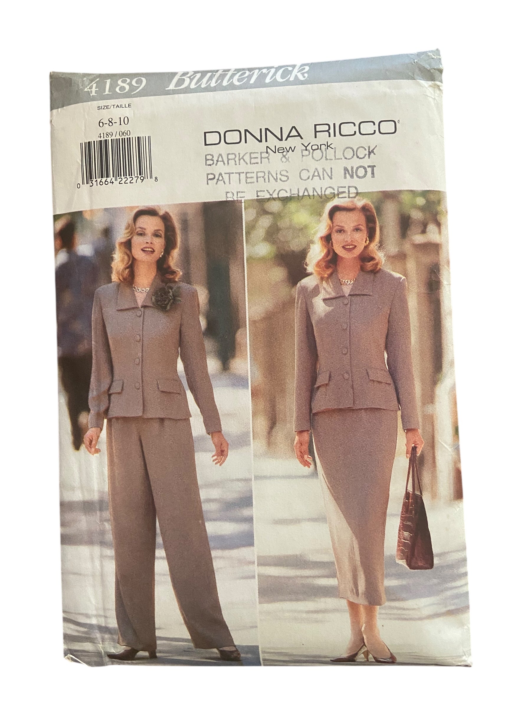 Butterick 4189 vintage 1990s top, pants and skirt sewing pattern. Bust 30.5, 31.5, 32.5 inches