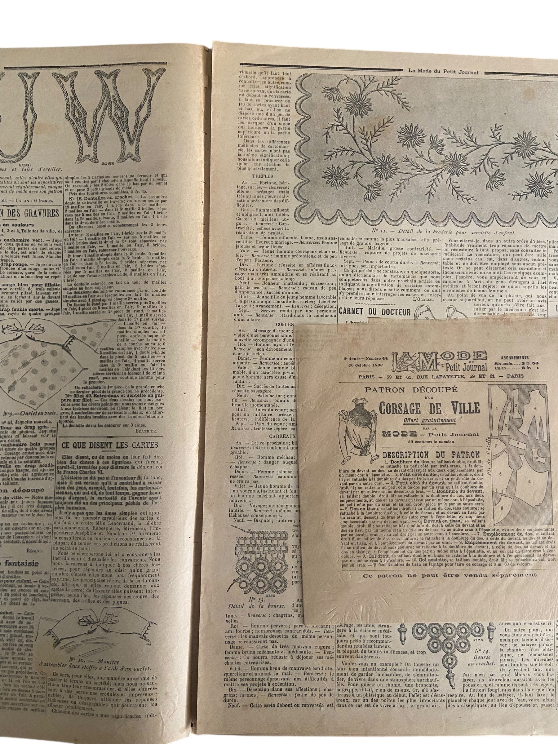 La Mode du Petit Journal 30 October 1898 French women’s magazine with a sewing pattern for a city bodice included