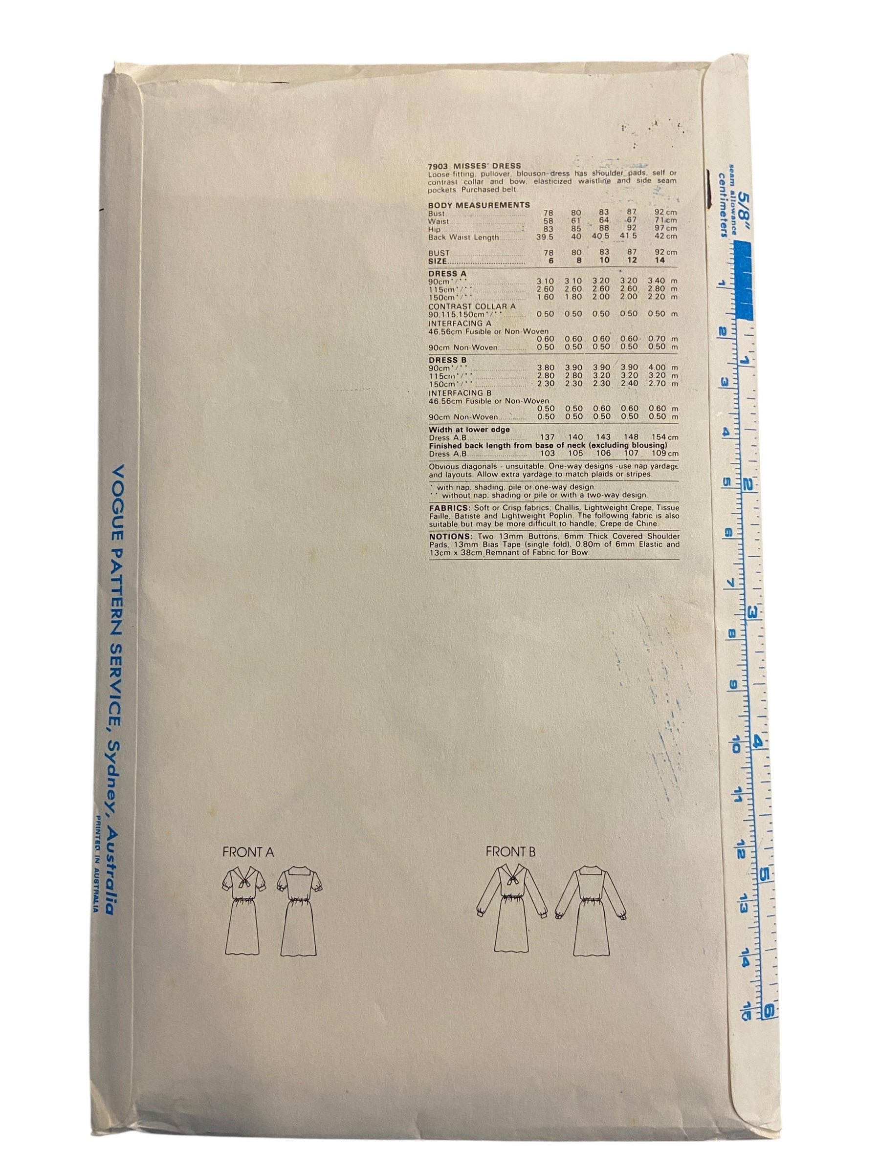 Vogue 7903 very easy vogue vintage 1970s dress pattern Bust 32.5 inches