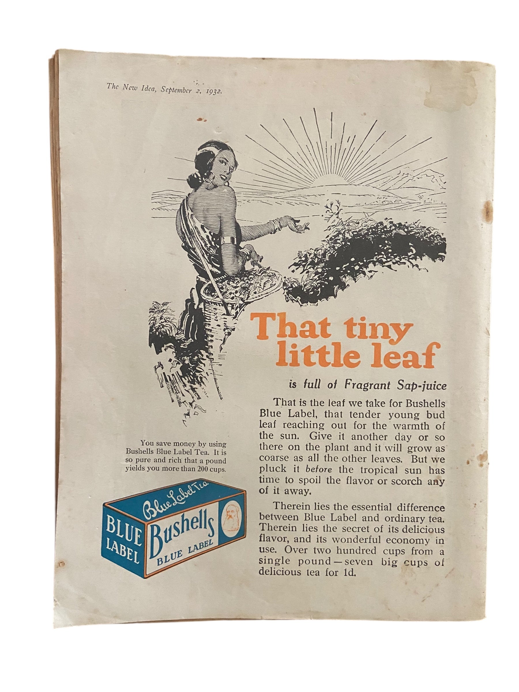 The New Idea magazine September 2 1932 with sewing pattern, tennis dress, unused, factory folded, bust 32 inches