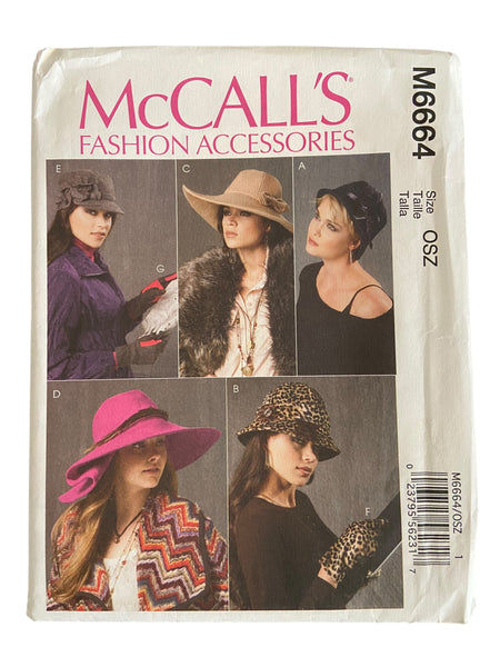 McCall’s M6664 hats and gloves sewing pattern from the 2000s. One size