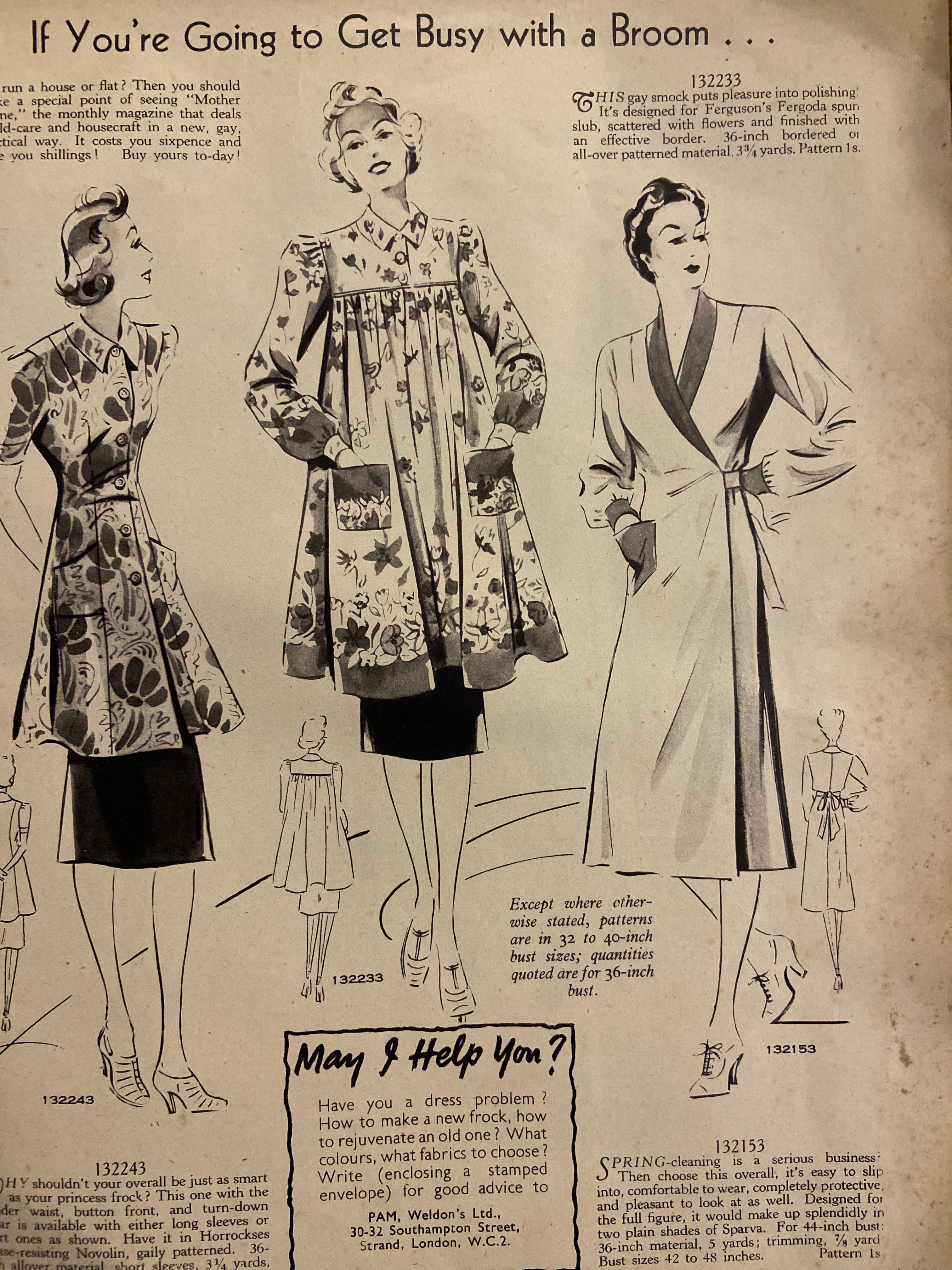 Weldon’s Ladies’ Journal No. 717 Portfolio of Fashions circa 1930s with two sewing patterns, unused, factory folded spring suit and day frock. Bust 36 inches.