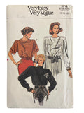 Vogue 9718 Vintage 1980s blouse sewing pattern. Bust 31.5, 32.5, 34 inches