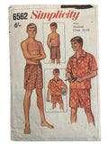 Simplicity 6562 vintage 1950s men's shirt and swim shorts sewing pattern. Chest 38-40 inches.