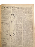Australian home journal December 1st 1952 with three sewing pattern, unused, factory folded. Two dresses and child’s sunsuit. Bust 34 inches.