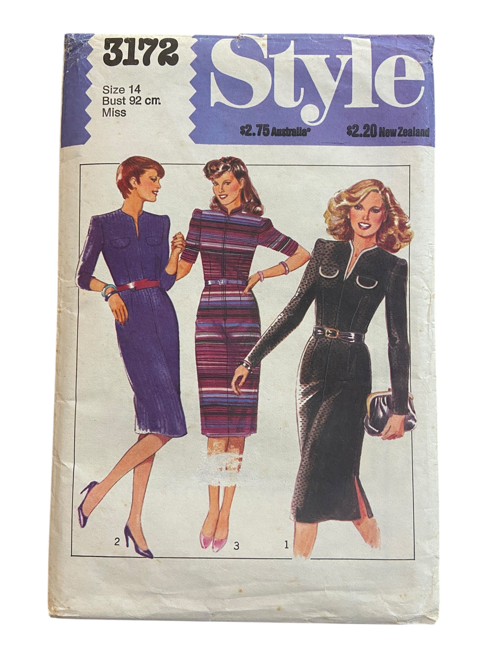 Style 3172 vintage 1980s dress pattern. Bust 36 inches