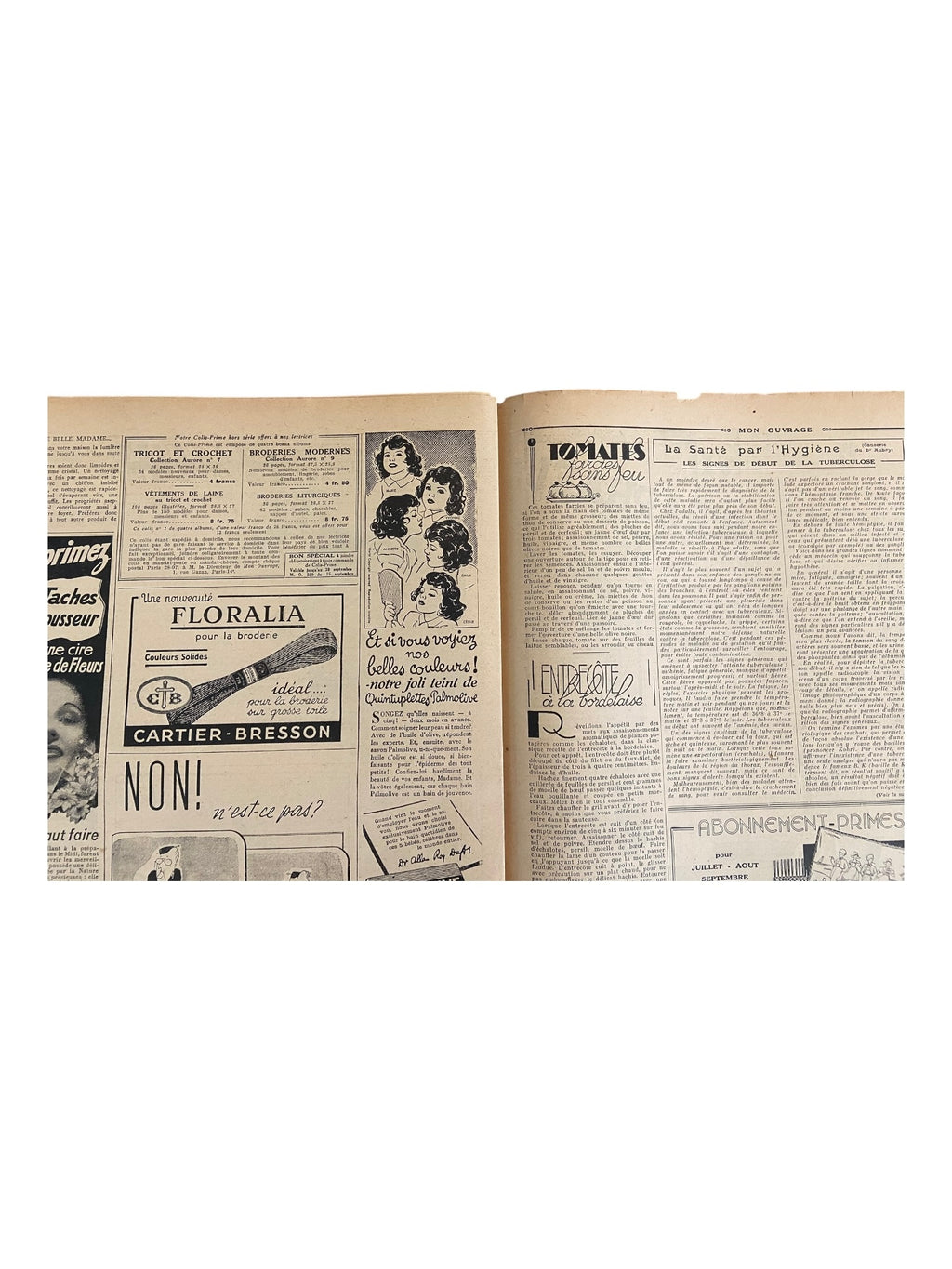 Mon Ouvrage 15 Septembre 1937 vintage French craft magazine with knitting pattern for the suit on the cover
