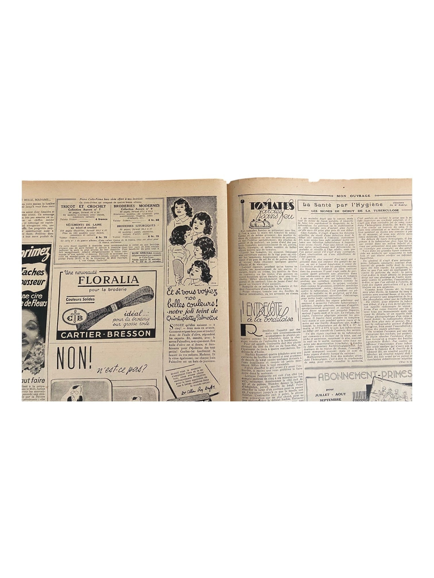 Mon Ouvrage 15 Septembre 1937 vintage French craft magazine with knitting pattern for the suit on the cover