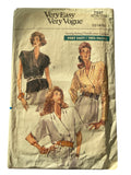 Vogue 7537 Vintage 1980s blouse sewing pattern. Bust 34, 36, 38 inches