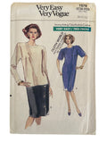 Very easy very vogue 7579 vintage 1980s dress sewing pattern Bust 30.5, 31.5, 34 inches