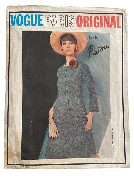 Vintage 1960s Vogue 1516 Paris Original Jean Patou dress sewing pattern Bust 36 inches