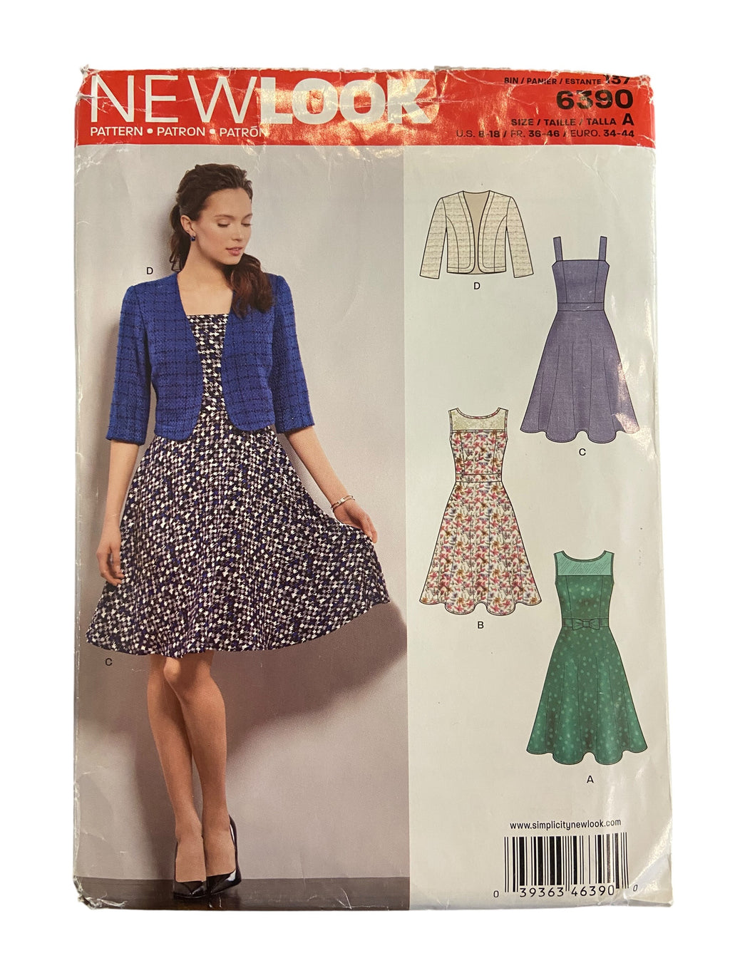 New Look dress and jacket sewing pattern. Bust 31.5 - 40 inches
