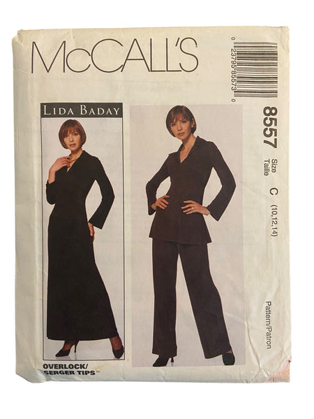 McCall's 8557 Lida Baday dress,tunic and pants sewing pattern from the 2000s. Bust 32.5, 34, 36 inches.