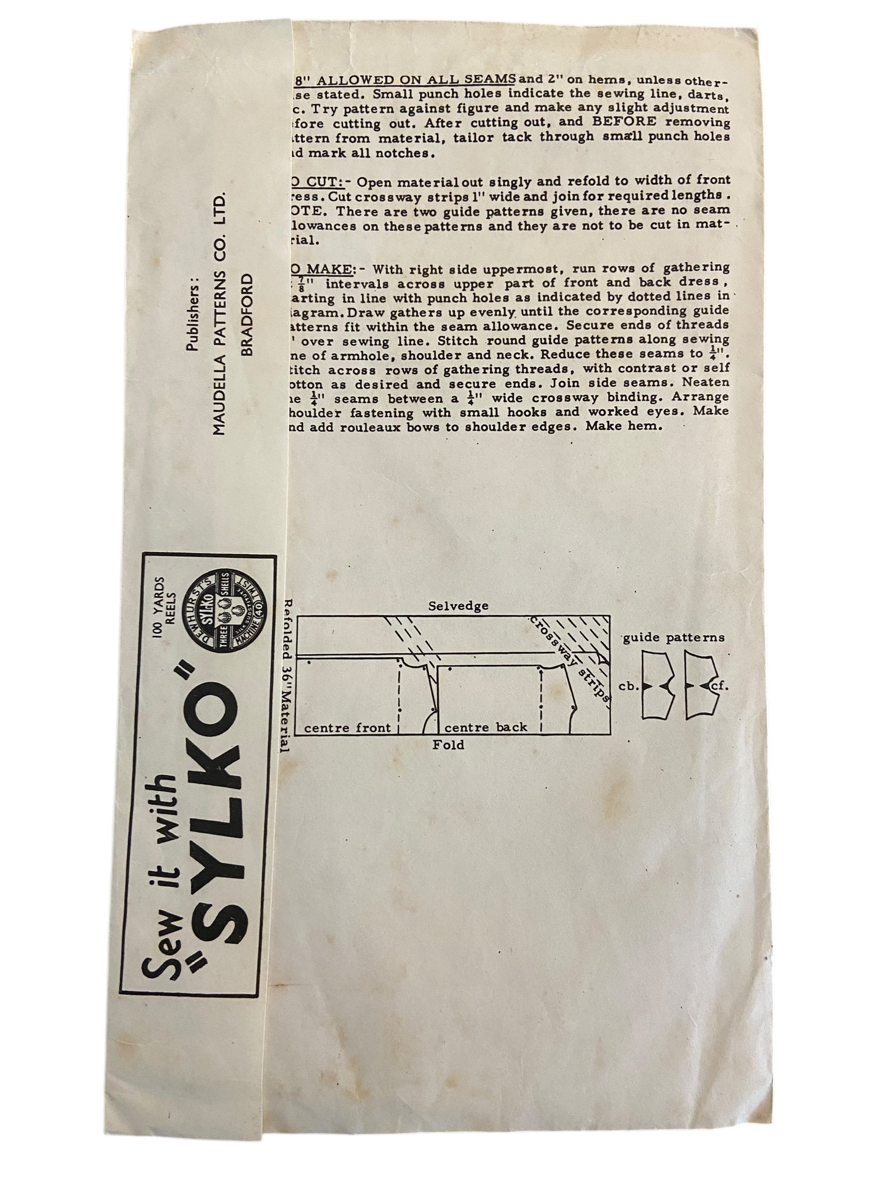 Woman’s Weekly 1272 vintage 1950s child’s dress sewing pattern size 2-3 years