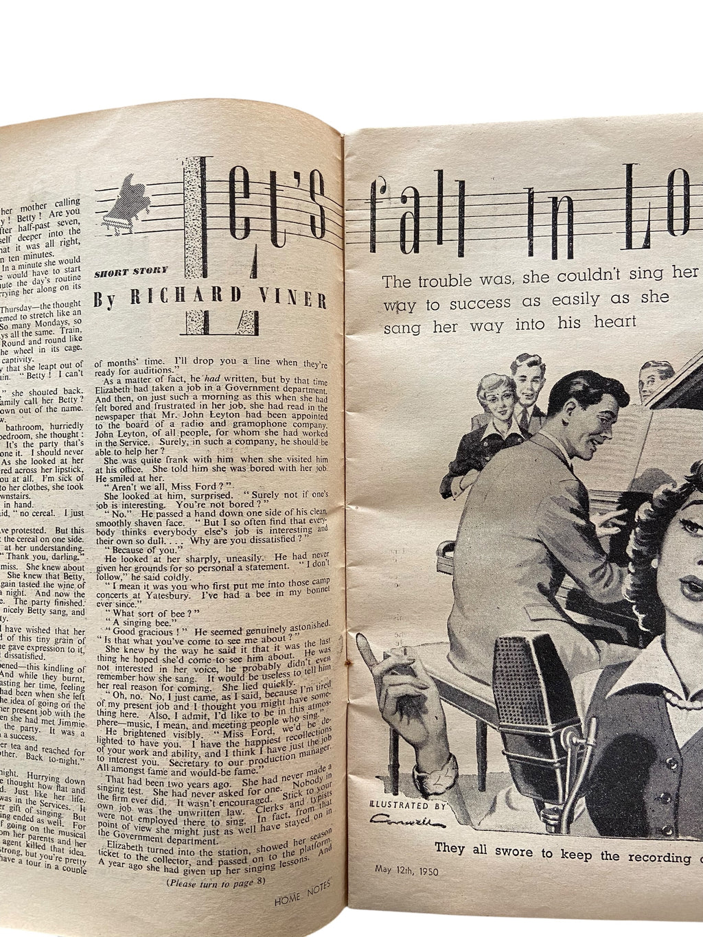 Home Notes magazine May 12 1950 with knitting and craft pattern.